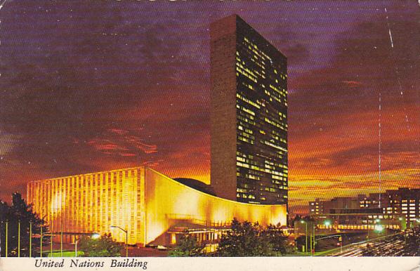 United Nations Buildiong At Night New York City