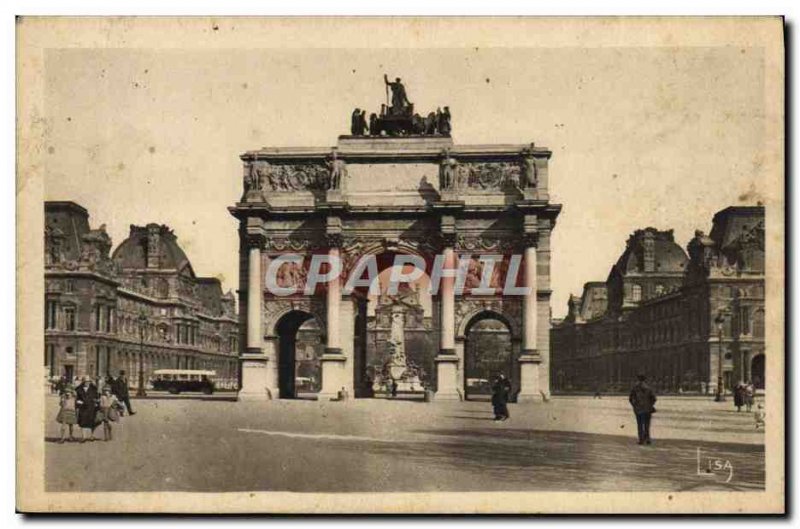 Old Postcard Paris L & # 39Arc de Triomphe du Carrousel and the Louvre