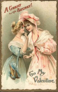 Valentine Pretty Young Women Elegant Dresses c1910 Vintage Postcard