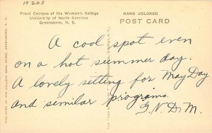 Greensboro North Carolina Front Camus Women's College 1920s Postcard 24-9267