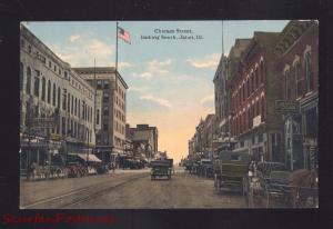 JOLIET ILLINOIS CHICAGO STREET SCENE DOWNTOWN ANTIQUE VINTAGE POSTCARD STORES