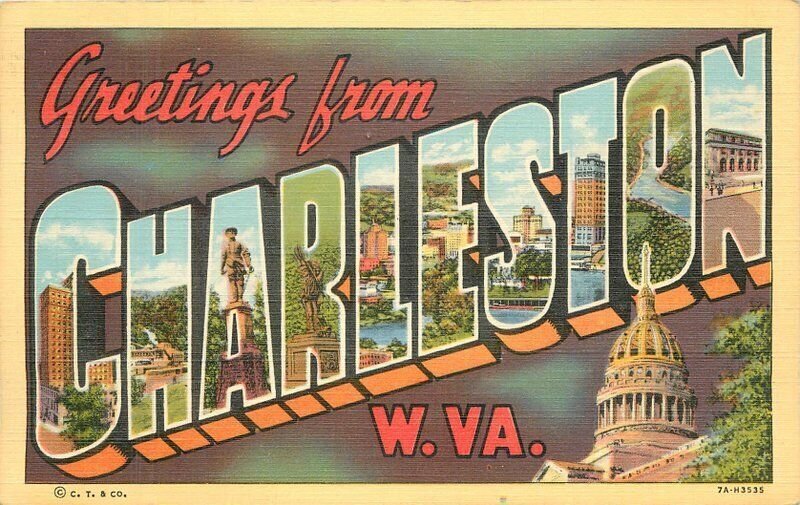 West Virginia Charleston large letters multi View Spencer Teich Postcard 22-6069
