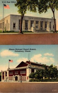 Illinois Galesburg Post Office & Illinois National Guard Armory 1947 Curteich