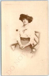 c1920s Syracuse, NY RPPC Cute Modest Young Lady Girl Real Photo PC Bachelor A123