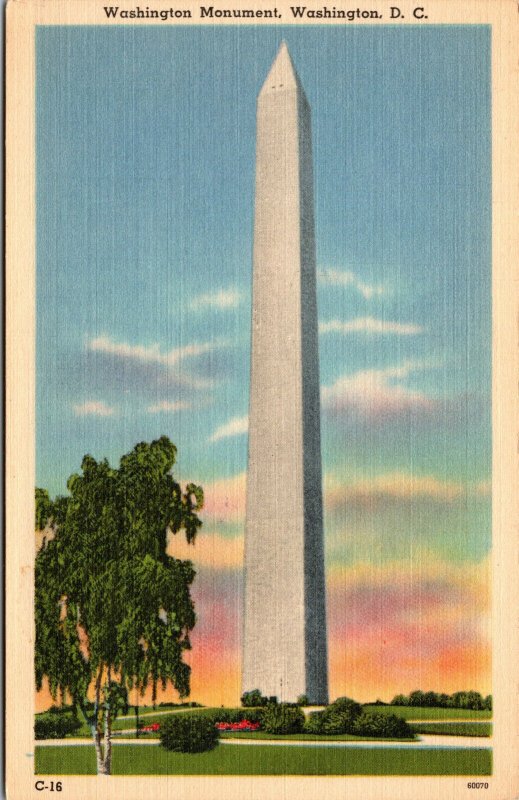 Vtg 1930s Washington Monument Washington DC Unused Postcard