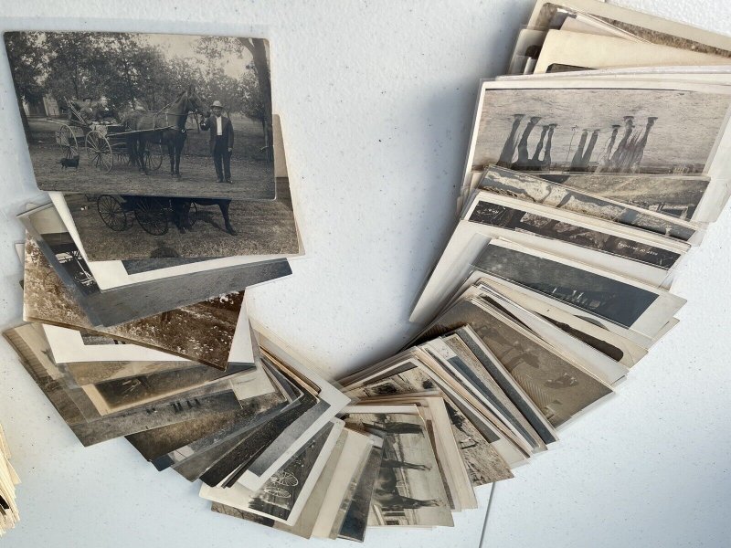 120x Horse Wagon Buggy Sleigh c1910 Antique RPPC Photo Postcard Collection Lot