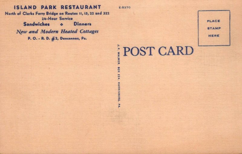 Postcard Island Park Restaurant + Overnight Cottages North Harrisburg PA