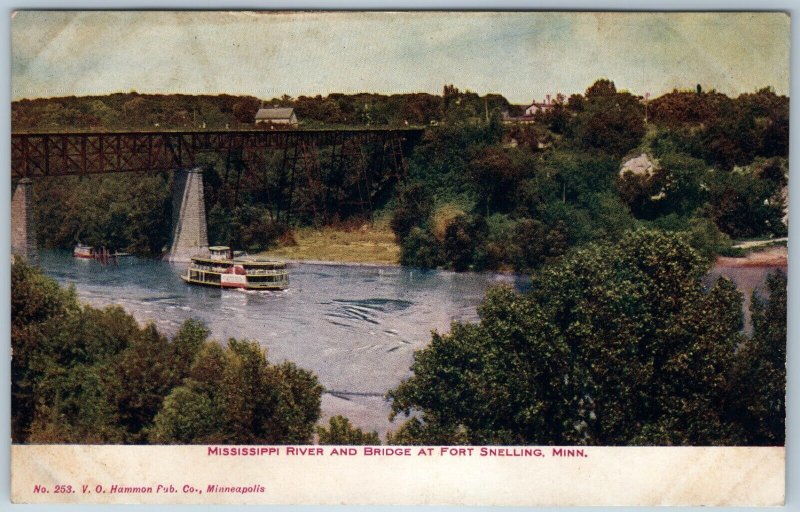 x2 SET Fort Snelling MN Mississippi River Bridge VO Hammon Postcards Ft LOT A196