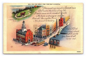 Postcard You Can Easily Find Your Way In Boston Massachusetts c1939 Postmark