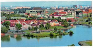 Postcard Belarus 2009 Minsk View of the Suburbs Architecture Church River