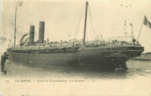 France 1905 Steamship le Bretagne La Havre #115 Postcard 21-13377