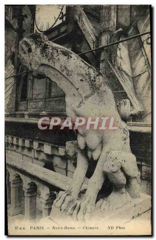 Old Postcard Paris Notre Dame Chimere