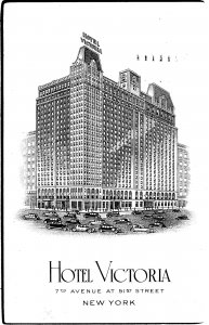 VINTAGE POSTCARD HOTEL VICTORIA RADIO CITY AND BROADWAY' NEW YORK CITY 1934