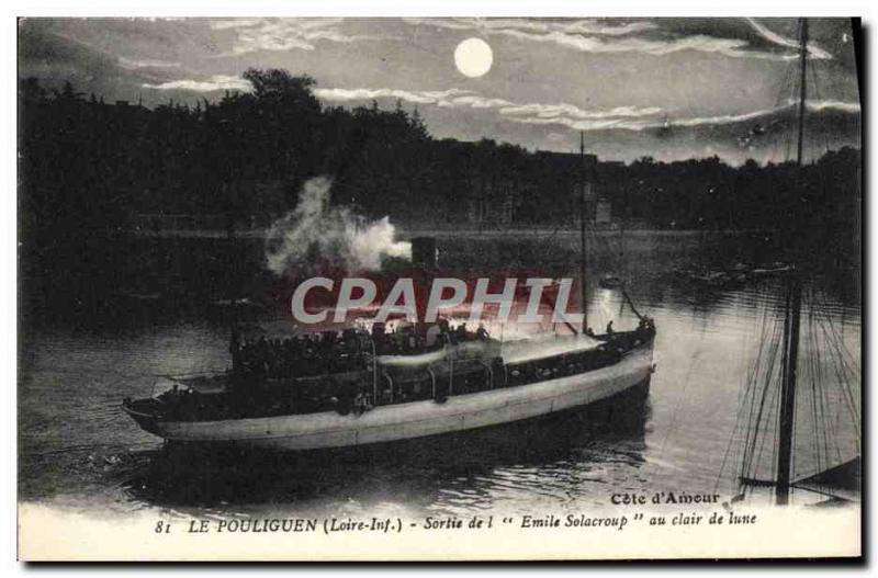 Old Postcard Pouliguen out of & # 39Emile SOLACROUP moonlight boat