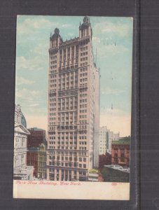 NEW YORK, PARK ROW BUILDING, 1908 ppc., used to GB.