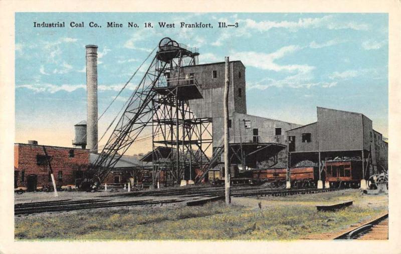 West Frankfort Illinois Industrial Coal Mine Antique Postcard K102894