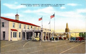 Vintage Postcard U. S. MEXICO Border 16 MILES SOUTH OF SAN DIEGO, CALIFORNIA KA4
