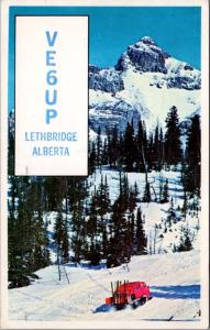 Winter Rocky Mountains Alberta AB Lethbridge Amateur Radio c1966 Postcard D39