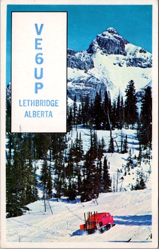 Winter Rocky Mountains Alberta AB Lethbridge Amateur Radio c1966 Postcard D39 