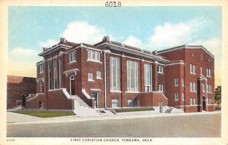 Tonkawa Oklahoma~First Presbyterian Church~3 Long Windows~Postcard 1920s 