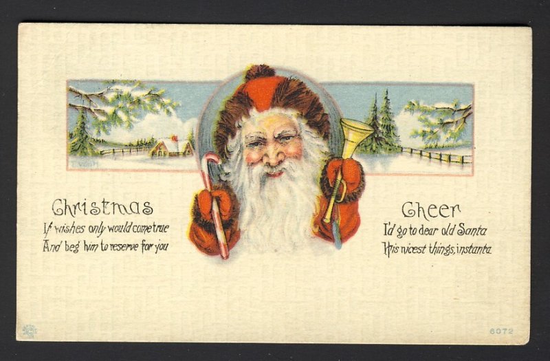 PITTSBURGH PA 1917 Christmas - Santa holding candy cane, horn