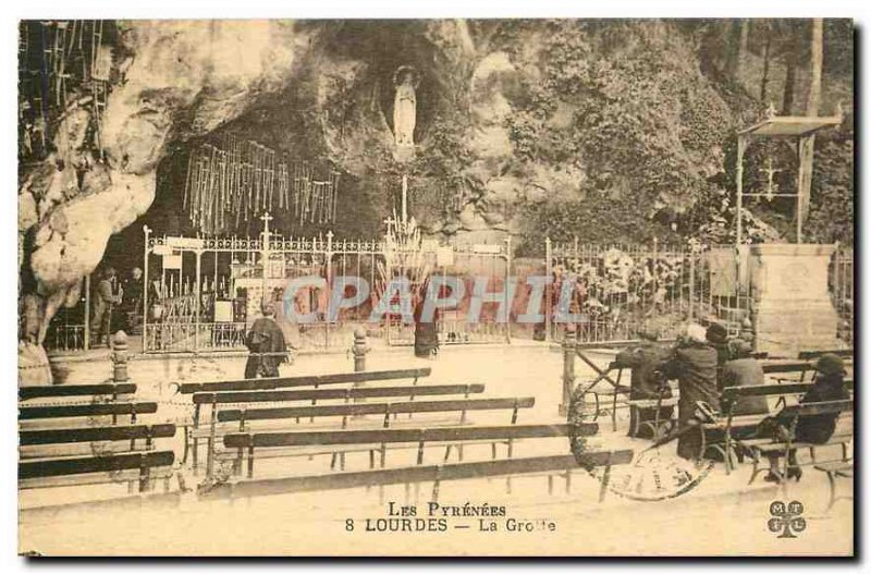 Old Postcard The Pyrenees Lourdes Grotto