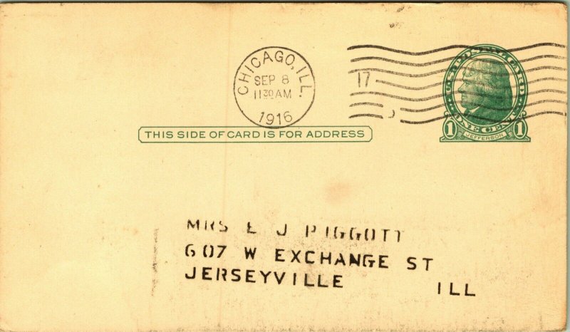 Montgomery Ward Illinois Order Received & Shipment by Freight Postcard 1916 