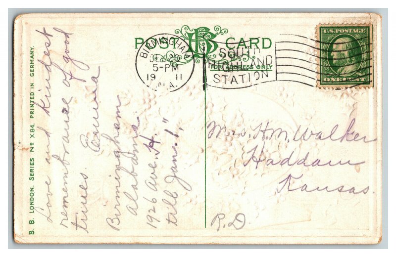 1911 Postcard With Best Wishes For A Happy Christmas Vintage Standard View Card 