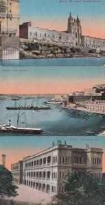 Malta Floriana Military Barracks Fort Lascaria St Julians Church 3x Postcard s