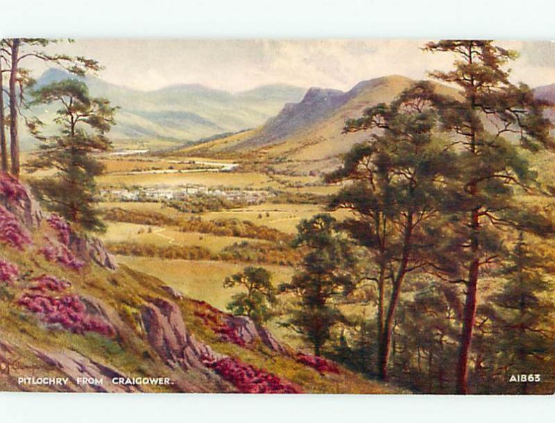 Loch Tummel Queens View A 1865 Aeria Stream River Dundee London  Postcard # 6755