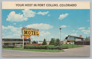 Fort Collins Colorado~Edge O Town Motel Sign At Entrance~Vintage Postcard