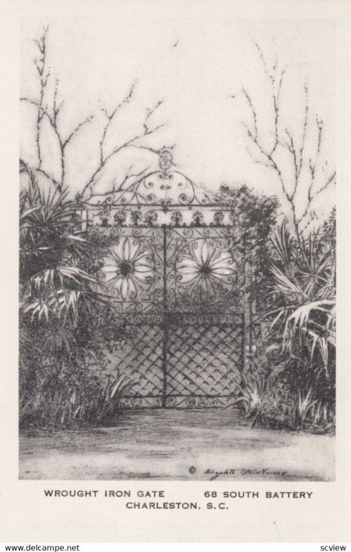 CHARLESTON, South Carolina, 1940-1950's; Wrought Iron Gate, 68 South Battery,...