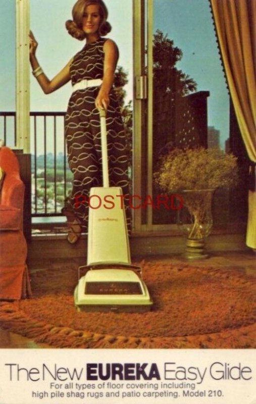 postcard THE NEW EUREKA EASY GLIDE - the One Upright Cleaner for All Surfaces