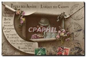 Postcard Old Post language of Armed stamps Militaria