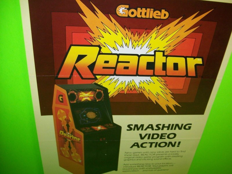 Reactor Arcade FLYER Original 1982 Video Game Art Space Age Graphics  Retro