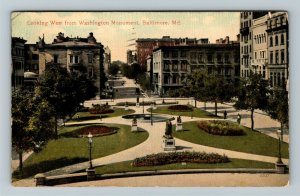 Baltimore MD-Maryland, Washington Monument Vintage c1914 Postcard