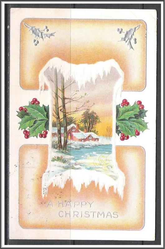 A Happy Christmas  - Holly - Winter Scene - Embossed - [MX-161]