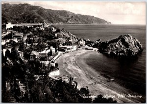 Taormina Albergo Villa Mazzaro Beach Buildings Italy Real Photo RPPC Postcard