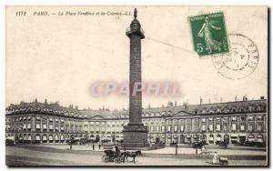 Paris Old Postcard The Vendom place and the column