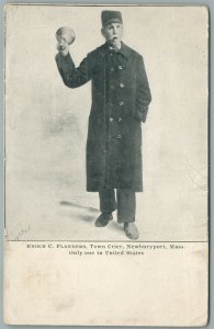 NEWBURYPORT MA TOWN CRIER ENOCH FLANDERS ANTIQUE POSTCARD