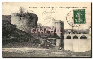 Parthenay Old Postcard Porte St Jacques and bridge on the Thouet