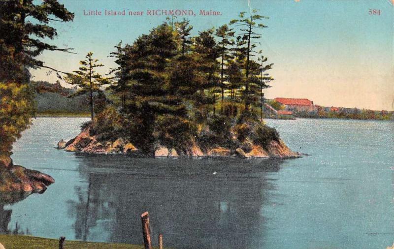 Richmond Maine Little Island Waterfront Antique Postcard K56671