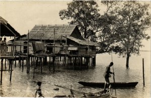 PC CPA MALAYSIA, MALAY HOUSE, PASIR PANIANG, REAL PHOTO POSTCARD (b4076)