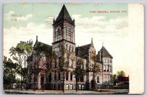 Racine Wisconsin~High School~Built 1894 Torn Down 1928~1908 Postcard