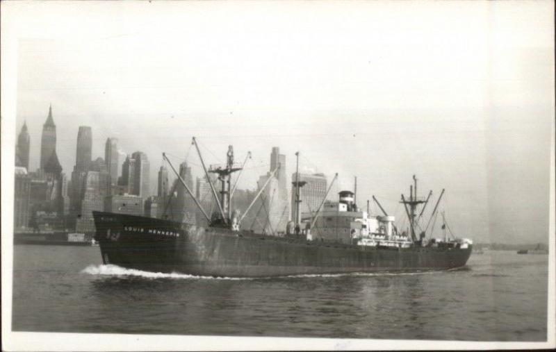 Steamer Steamship Louis Hennepin New York City Skyline Real Photo Postcard
