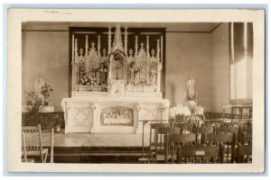 c1910's View Of Church Interior Altar Wisconsin WI RPPC Photo Antique Postcard