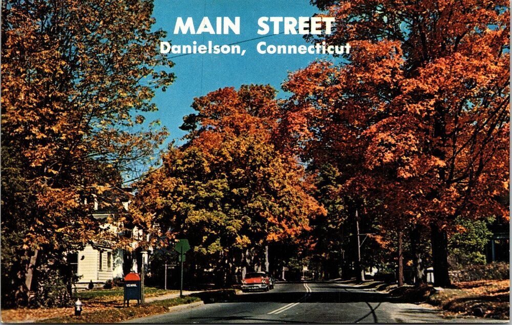 Banner Fall Old Car Street Houses Danielson Connecticut UNP Vintage