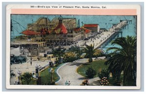 Pleasure Pier Santa Monica CA Postcard Bird's Eye View California Amusement Park