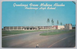 Anchorage Alaska~Anchorage High School Building~Vintage Postcard
