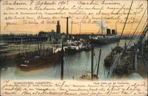 Cruxhaven Germany Nordseebad Steamer Waterfront c1910 Vintage Postcard